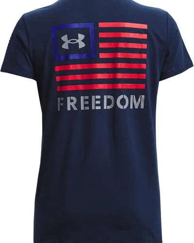 Vista 4 de Under Armour Nueva camiseta Freedom Banner para mujer, Azul cobalto