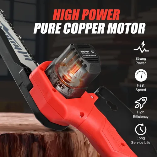 Vista 5 de Mini motosierra inalámbrica, portátil de 6 pulgadas, motosierra eléctrica de mano con una sola mano para cortar madera y trabajar la madera, mini