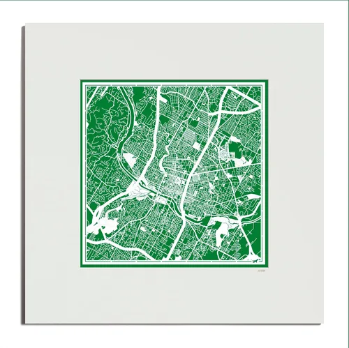 Vista 61 de O3 Design Studio San Diego, CA Paper Cut Map Matted Grey 20x20 in Paper Art