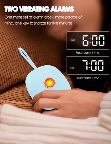 Vista 4 de Dpofirs Reloj despertador para sordos, efecto de vibración, pantalla LED, reloj despertador digital, baterías incluidas, dibujos animados, dos