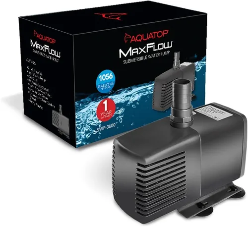 Vista 3 de Aquatop Bomba sumergible para acuario MaxFlow de 95 GPH de flujo ajustable, para peceras, sumideros y estatuas, SWP-230