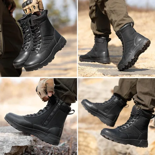 Vista 8 de Botas de trabajo tácticas militares para hombre, botas de combate de montañismo