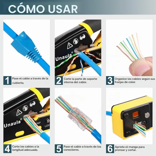 Vista 7 de Kit de Herramienta de Crimpado RJ45 de Paso Ethernet, Crimpadora Cat5 Cat6, Kit de Herramienta de Crimpado, Kit de Herramienta de Crimpado Ethernet
