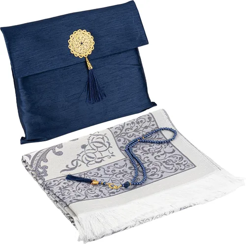 Vista 10 de Modefa Tapete de oración islámica, regalos musulmanes, alfombra fina de oración musulmana de viaje en bolsa de regalo de tafetán con cuentas Tasbih