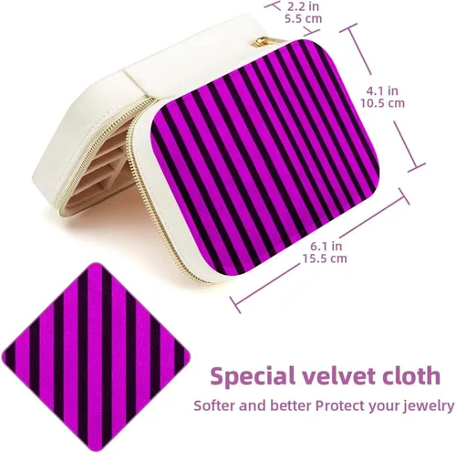 Vista 5 de Personalized Travel Mini Jewelry Box Organizer Storage Case for Women Rose Black Color Stripes