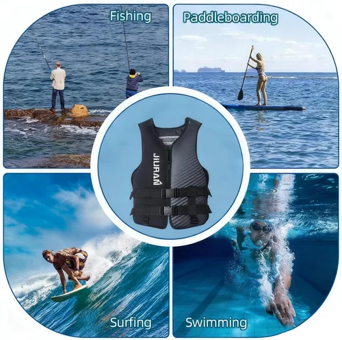 Vista 6 de Chaleco de kayak para adultos con correas para las piernas, chaqueta de chaleco de natación de secado rápido para navegación, pesca, surf, chaqueta