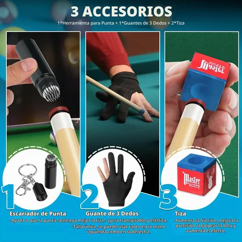 Vista 4 de Taco de billar con estuche rígido, kit de taco de billar de arce, punta de cuero multicapa de 13mm (0.51 pulgadas), juego de taco de billar