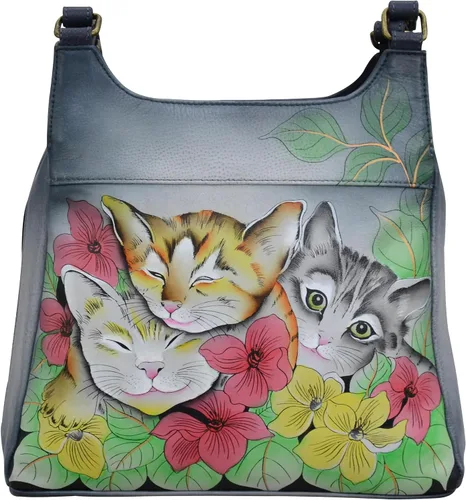 Vista 14 de Anna by Anuschka Bolso de cuero pintado a mano con triple compartimento para mujer