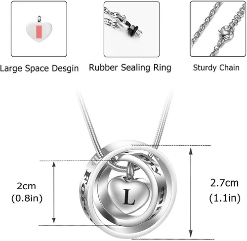Vista 5 de Urn Necklace for Ashes for Women Ring Urn Necklaces Cross Cremation Jewelry Heart Necklace for Ashes Cremation Jewlery for Ashes for Men Memorial