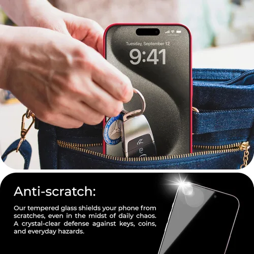 Vista 8 de Deppa Paquete de 2 protectores de pantalla prémium para iPhone 15 Plus/16 Plus (6.7 pies), vidrio templado 3D de borde a borde, cobertura completa