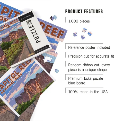 Vista 4 de Lantern Press Rompecabezas de 1000 piezas, Parque Nacional Capitol Reef, Utah, vista al granero, serie pictórica