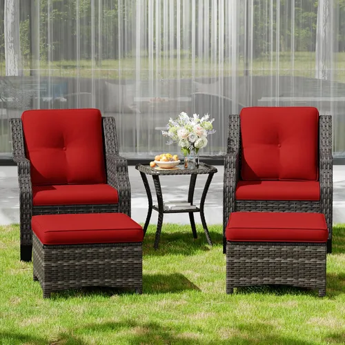 Vista 46 de Sofá de mimbre para patio al aire libre, sofá de 3 plazas, sofá de ratán con asiento profundo y cojines de olefina, respaldo alto, todo tipo de Beige