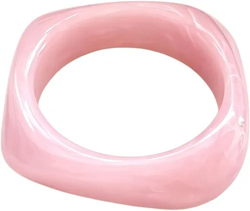 Vista 8 de Fuqimanman2020 Pulsera cuadrada irregular de resina acrílica retro colorida gruesa geométrica para mujer Verde