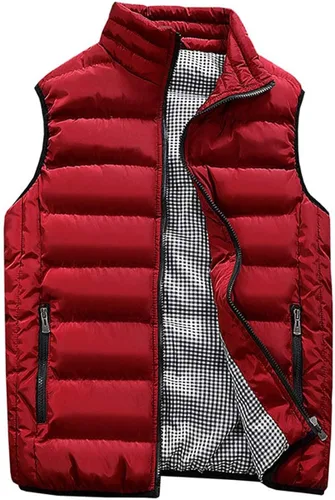 Vista 6 de Feiairuike Abrigos de chaleco acolchados para exteriores con cuello alto para hombre