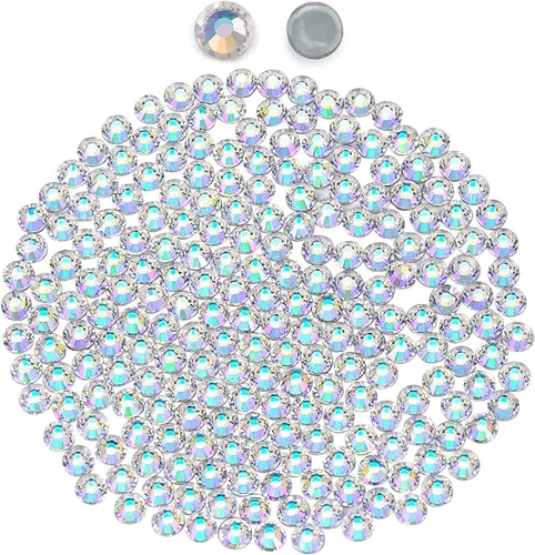 Vista 17 de Novani Hotfix - Diamantes de imitación redondos, aguamarina con parte trasera plana, gemas de cristal redondas para manualidades, tela, ropa