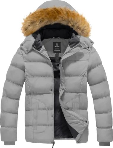 Vista 7 de Wantdo - Chaqueta de invierno con capucha y forro interior para hombre