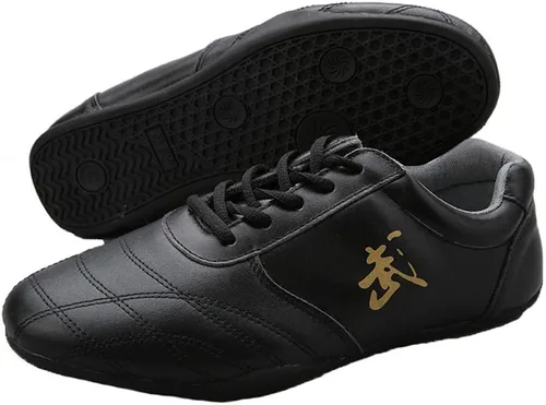 Vista 2 de Zapatos de artes marciales para hombre, zapatos de taekwondo ligeros de cuero para Kung Fu Taichi para ejercicios diarios de entrenamiento