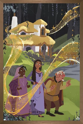 Vista 16 de Trends International Disney Wish - Póster de collage 1 (familiar), 14.72 x 22.37 pulgadas, versión enmarcada de madera de granero