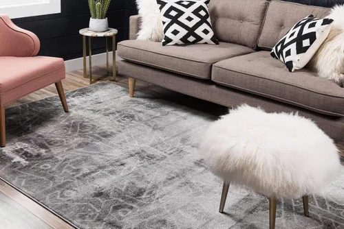Vista 2 de Unique Loom Sofia Collection Alfombra de área – Rainier (2' 2" x 3' 1" Rectángulo, gris oscuro/gris)