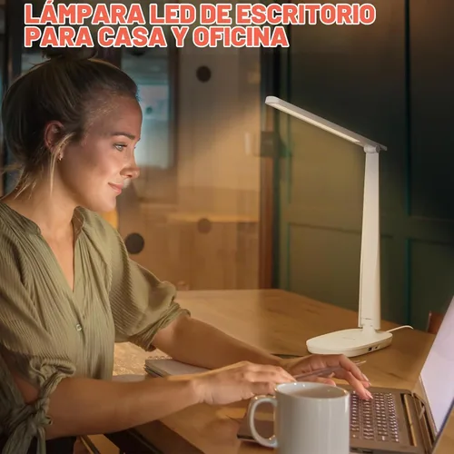 Vista 6 de Honeywell Lámpara LED de escritorio - HWT-H2 Sunturalux™ Lámpara de escritorio plegable para cuidar los ojos con puerto de carga USB A+C de doble