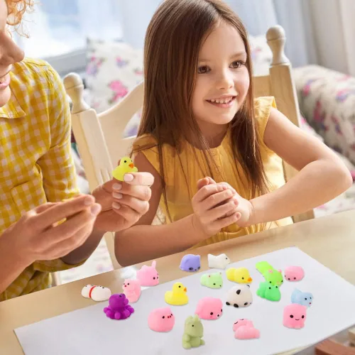 Vista 5 de 20 piezas Kawaii Mochi Animal Squishies para aliviar el estrés, juguetes para apretar, regalos de cumpleaños, premios en el aula, regalos de fiesta