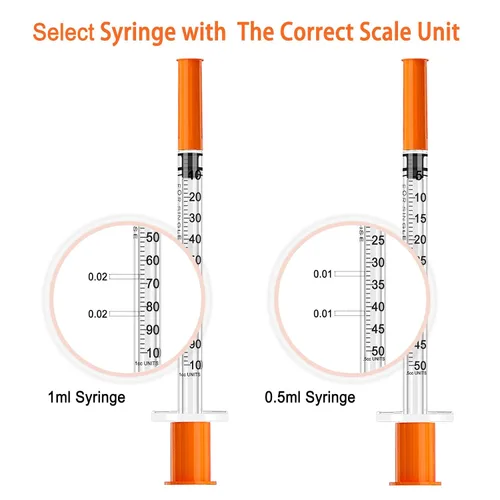 Vista 3 de Jeringa de 0.5ml 31G 8mm con aguja, envuelta individualmente, paquete de 10