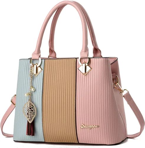 Vista 13 de Bolsos y carteras para mujer de cuero, bolso tote, bolso de hombro mediano, bolso bandolera con asa superior para damas