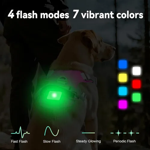 Vista 7 de Joytale Arnés para perro sin tirones con soporte para AirTag, arnés suave de seguridad nocturna para perro con asa de control y 2 clips, chaleco