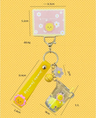 Vista 6 de Rertnocnf Lindo llavero de animal líquido flotante Kawaii llaveros mochila colgante colgante pulsera llavero llavero para niñas mujeres