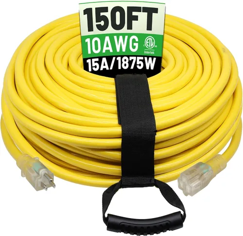 Vista 13 de POWGRN Cable de Extensión para Exteriores de 50 Pies 10AWG Impermeable Resistente Calibre 10 de 3 Clavijas, Cable de Alimentación Largo Flexible