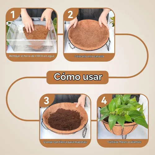 Vista 5 de Halatool Paquete de 3 forros de coco de 12 pulgadas de repuesto para cestas