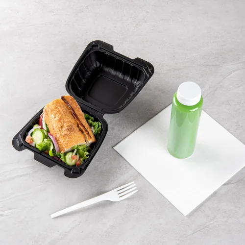 Vista 6 de Restaurantware Thermo Tek - Recipientes para llevar rellenos de minerales de 6 x 6 x 3 pulgadas, 100 recipientes duraderos para llevar, contenedores