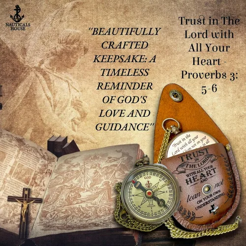 Vista 4 de God’s Compass – Christian Brass Compass Gift Set with Engraved Bible Verses Faith-Based Religious Gifts for Graduation, Baptism, Confirmation &