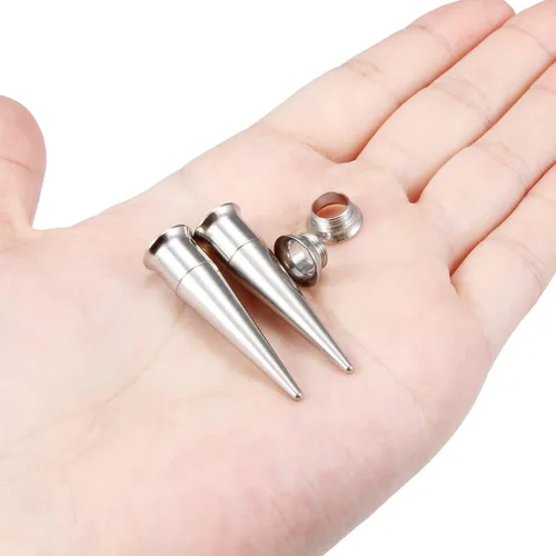 Vista 7 de Vsnnsns 14G 12G 10G 8G 6G 4G 2G 0G 00G 316L - Kit de estiramiento de acero inoxidable quirúrgico 316L, pasador de inserción para oreja, nariz