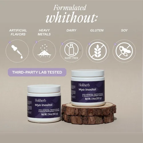 Vista 6 de Holiherb Myo Inositol + Suplemento de metilfolato para mujeres Suplementos de fertilidad para el equilibrio hormonal y apoyo a la salud ovárica