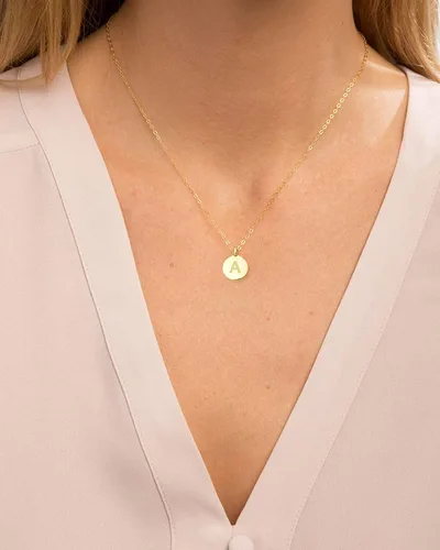 Vista 6 de Regalos personalizados únicos para ella, collares con inicial para mujer, collar con dije de moneda grabada de doble cara con letra, joyería