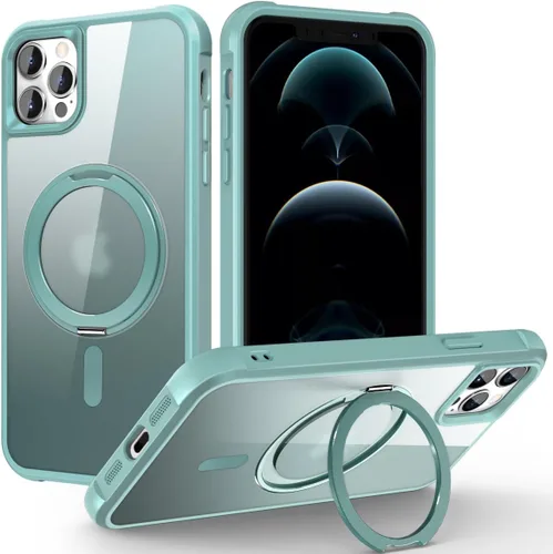 Vista 31 de Funda para iPhone 11 con soporte de anillo magnético giratorio de 360° [compatible con Mag-Safe] [Protección de grado militar] Funda translúcida
