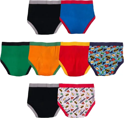 Vista 2 de DC Comics Boys' 100% Cotton Briefs with Prints Including Superman, Batman, The Flash Logos, Sizes 23t, 4t, 4, 6, 8