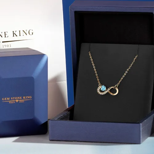 Vista 6 de Gem Stone King Collar con dije de infinito para mujer, en plata chapada en oro amarillo de 18 quilates, con piedra natal en forma de corazón