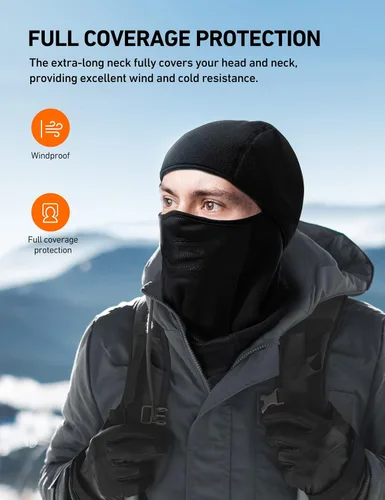 Vista 3 de AstroAI Balaclava Ski Mask Winter Face Cover Warmer Windproof for Skiing, Outdoor Work, Riding Motorcycle & Snowboarding