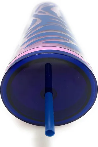 Vista 3 de Starbucks Vaso Venti de 24 oz con rayas de cebra 2021 rosa y azul