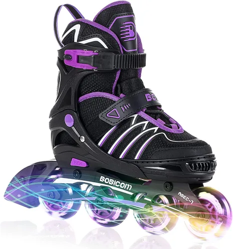 Vista 8 de Patines en línea ajustables con ruedas de luz completa, patines iluminadores al aire libre para niños y adultos, niñas y niños, hombres y mujeres