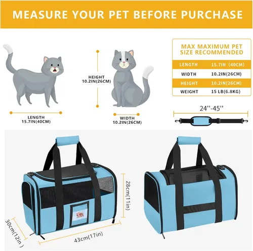 Vista 3 de Transportador para gatos, transportadores para perros aprobados por aerolíneas para perros pequeños, gatitos, transportadores para gatos pequeños