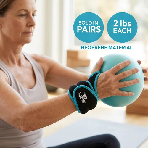 Vista 3 de Comfecto Wrist Weights with Thumb Loops Lock, 1lb*2 2lbs*2 for Running, Strength Training, Walking, Exercises, Gym, Cardio, Men, Women Azul