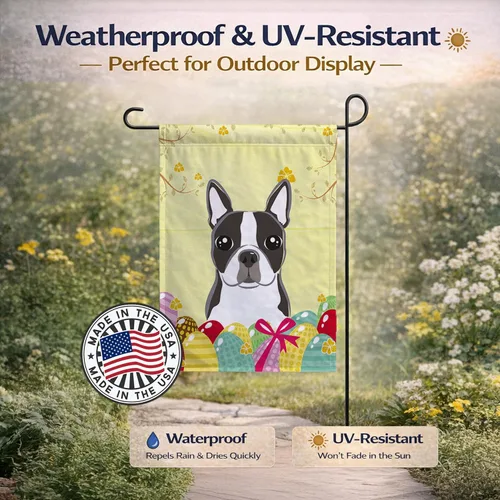 Vista 678 de Caroline's Treasures BB1923GF Bandera decorativa para jardín con diseño de Border Collie, para caza de huevos de Pascua, para jardín, jardín, patio