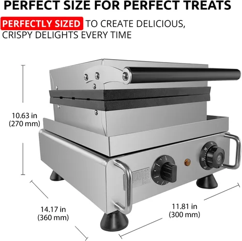 Vista 6 de ALDKitchen Gofrera belga Máquina para hacer conos y gofres gofres finos de forma redonda Acero inoxidable 110 V (6 palos)