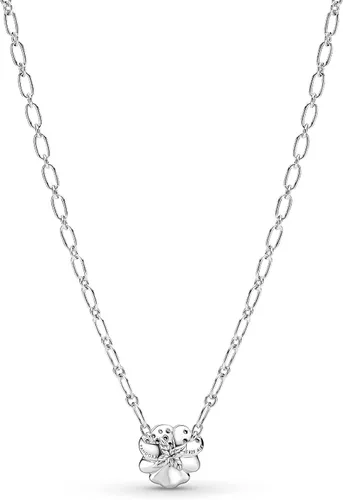 Vista 2 de PANDORA Collar con colgante de flor de pensamiento azul, Esmalte, Circonia cúbica