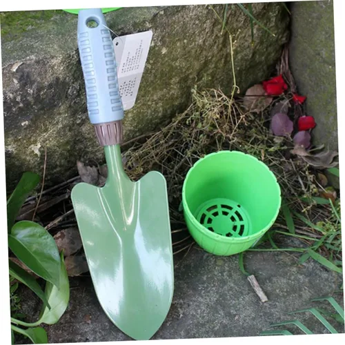 Vista 8 de POPETPOP Juego de herramientas manuales de jardinería: rastrillo de pala multifuncional, ligero, cómodo, mango de plástico, fácil de almacenar, kit