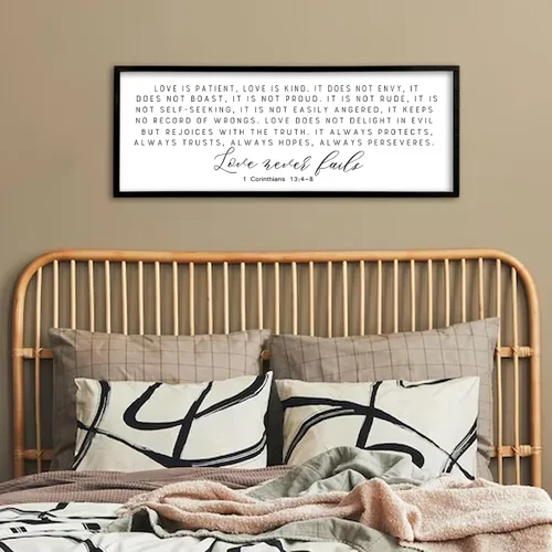 Vista 17 de Decoración de pared de Dulces Sueños sobre la cama de 32"×12" para dormitorio principal, gran letrero de Dulces Sueños, decoración de pared