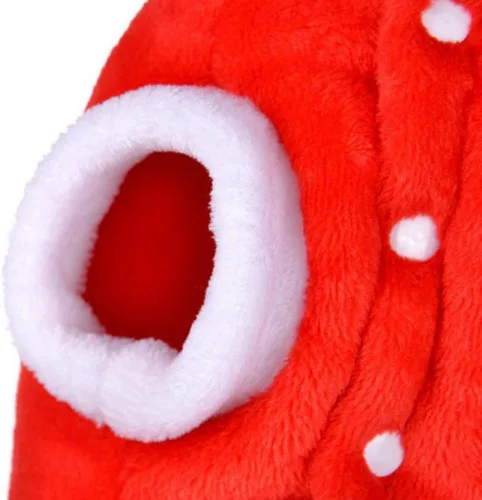 Vista 6 de Disfraz de Papá Noel para perro, disfraz de Navidad con capucha para mascotas, ropa para mascotas, ropa para invierno y otoño, apto para cachorros